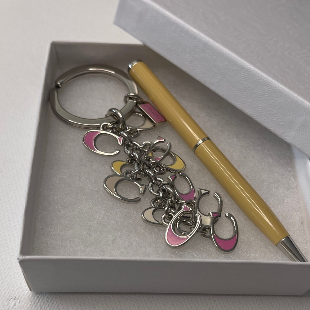 Coach Pink and Yellow Keychain and Coach Pen - Picture 5 of 5